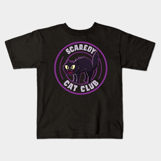 Scaredy Cat Club - Black Kids T-Shirt by FanFreak